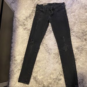 AG Jeans black skinny distressed
